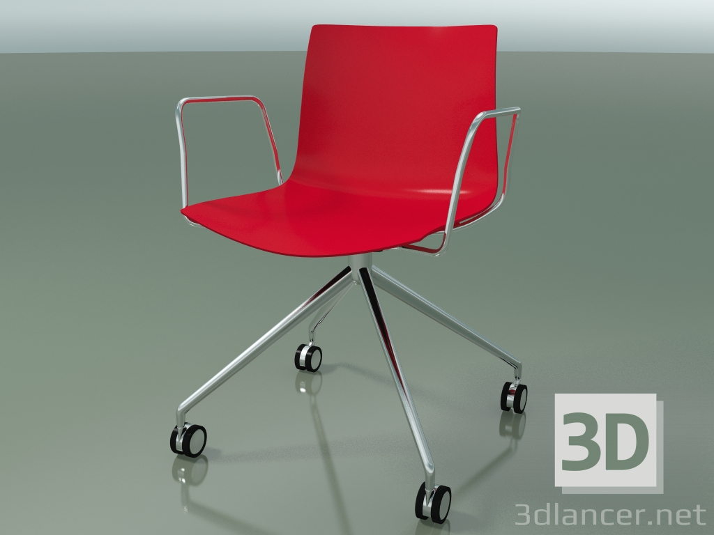 3d model Silla 0369 (4 ruedas, con reposabrazos, LU1, polipropileno PO00104) - vista previa