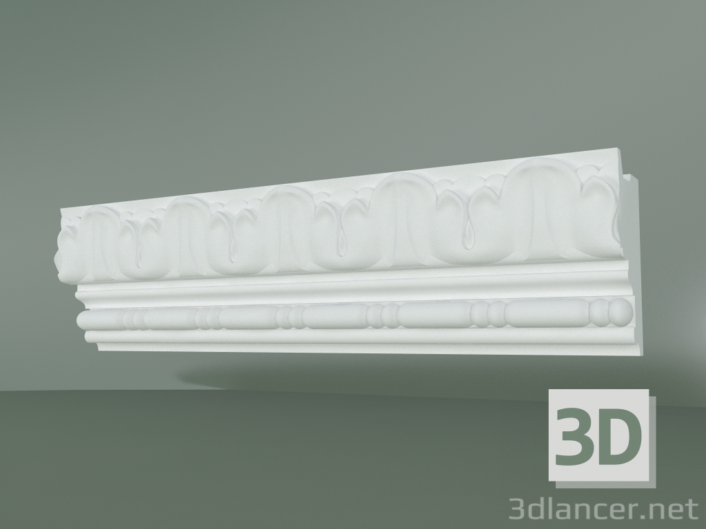 modello 3D Cornicione in gesso con ornamento KV136-S - anteprima