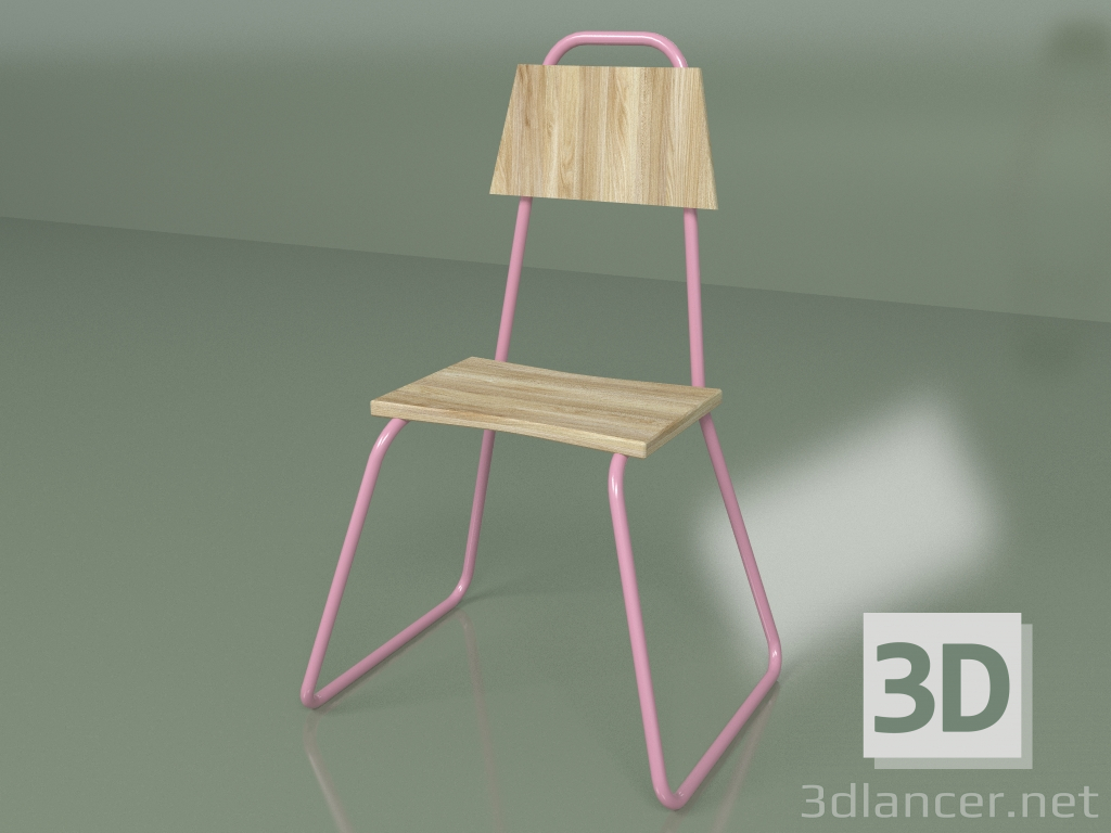 modello 3D Sedia (rosa, impiallacciatura chiara) - anteprima