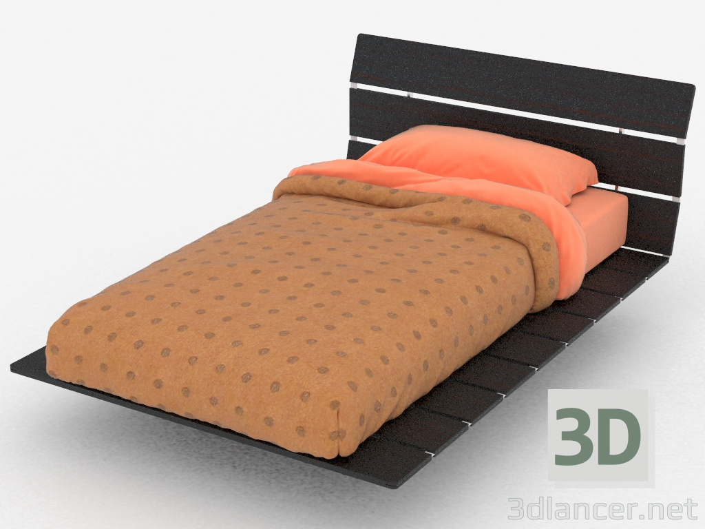 3d model Cama individual en estilo oriental Tadao - vista previa