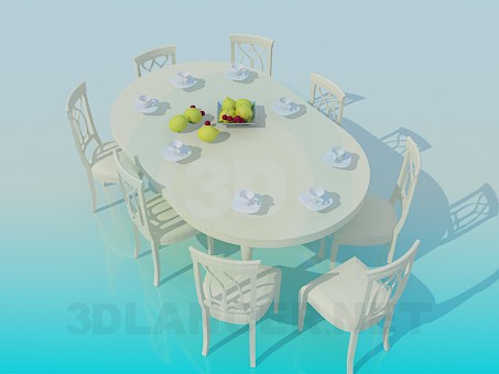 3d model Dining table with a rounded lid - preview