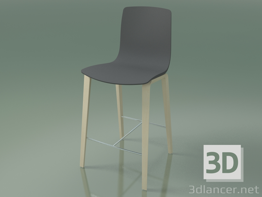 3d model Silla de bar 3993 (4 patas de madera, polipropileno, abedul blanco) - vista previa