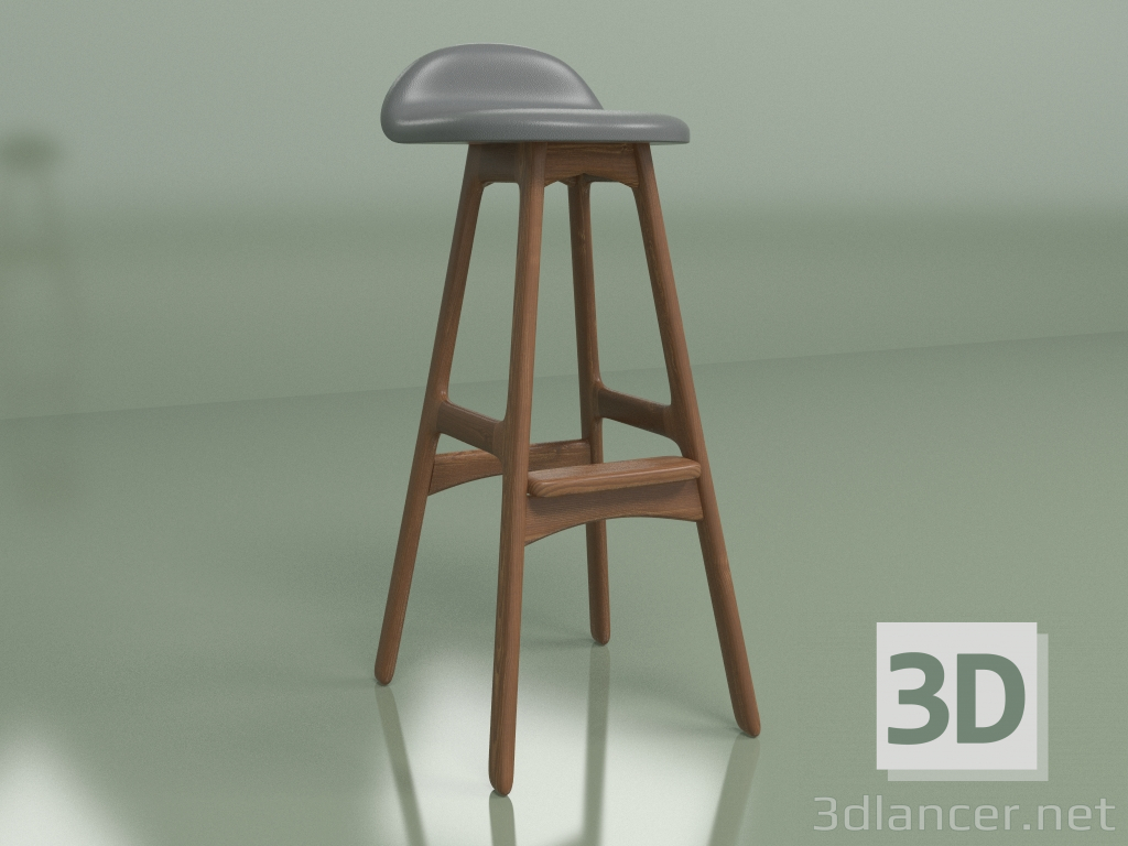 3d model Taburete de bar Buch 3 (nogal macizo, gris oscuro) - vista previa