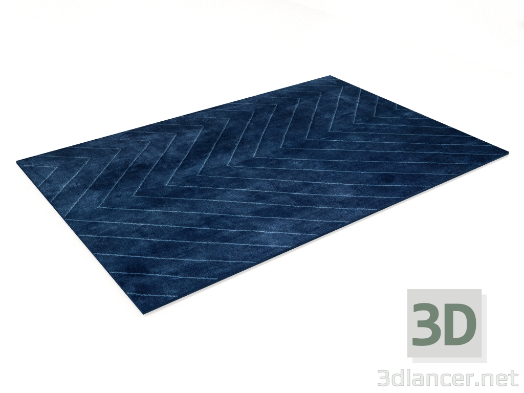 3d model Alfombra Chevron azul 300X200 - vista previa