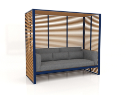 Divano Al Fresco con struttura in alluminio e legno artificiale e schienale alto (Blu notte)