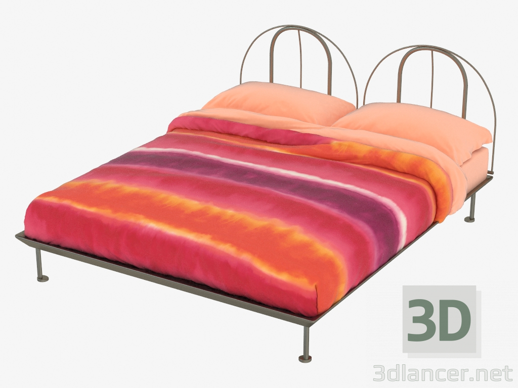 3d model Cama doble en una estructura de metal Tapetto Volante - vista previa