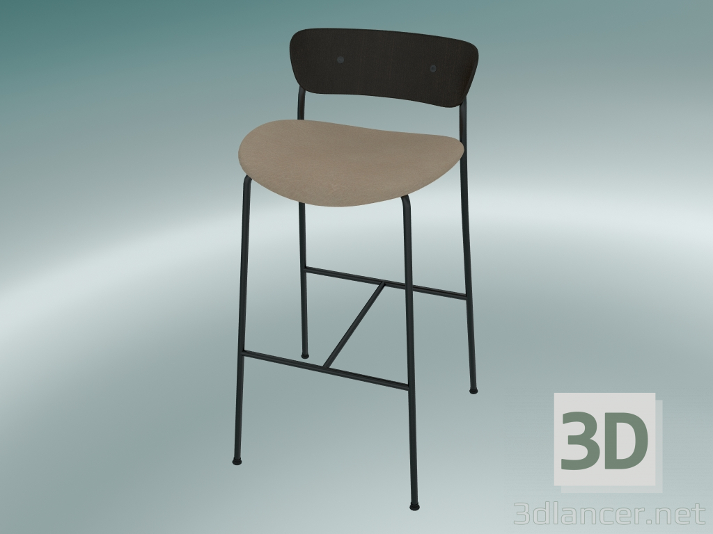 3d model Bar stool Pavilion (AV10, H 95cm, 50х52cm, Walnut, Leather - Silk Аniline) - preview