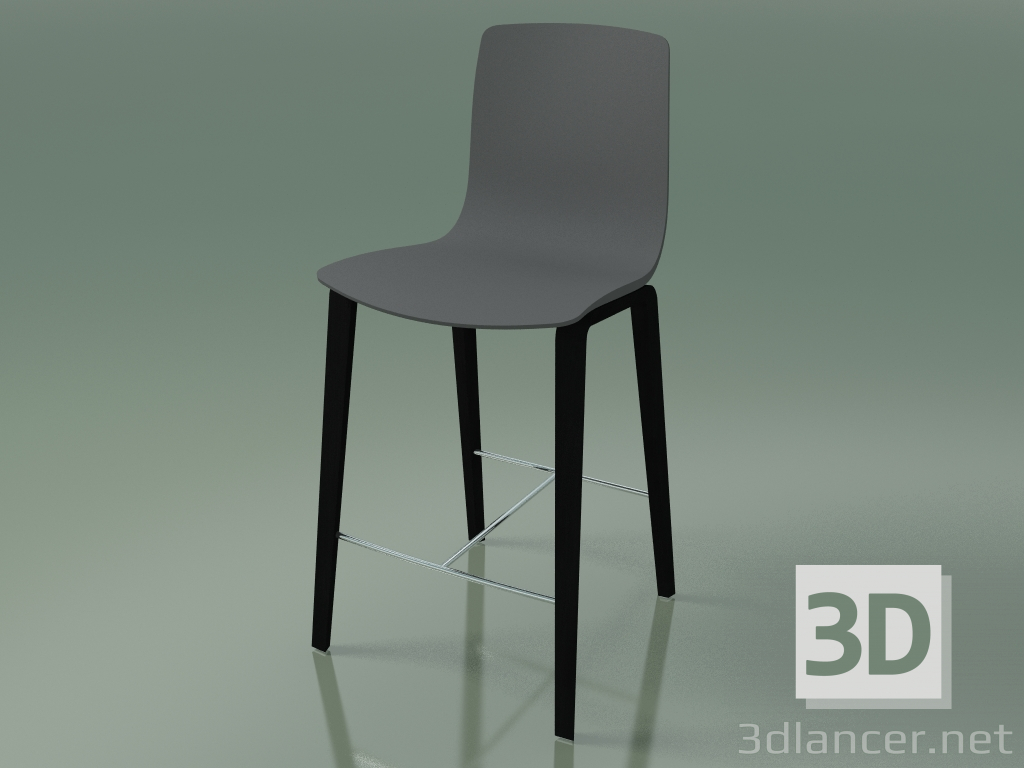 3d model Silla de bar 3993 (4 patas de madera, polipropileno, abedul negro) - vista previa