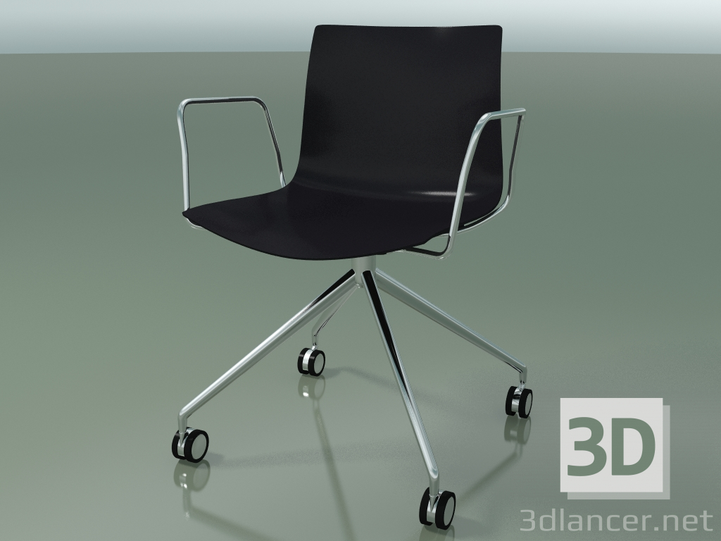 3d model Silla 0369 (4 ruedas, con reposabrazos, LU1, polipropileno PO00109) - vista previa