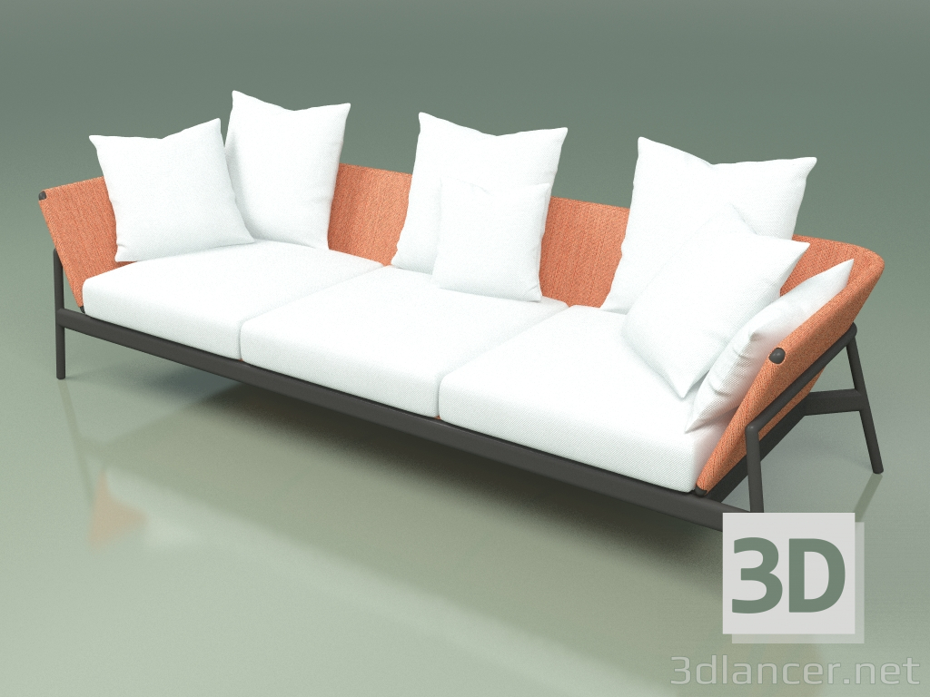 3d model Sofá 003 (Metal Ahumado, Batyline Naranja) - vista previa