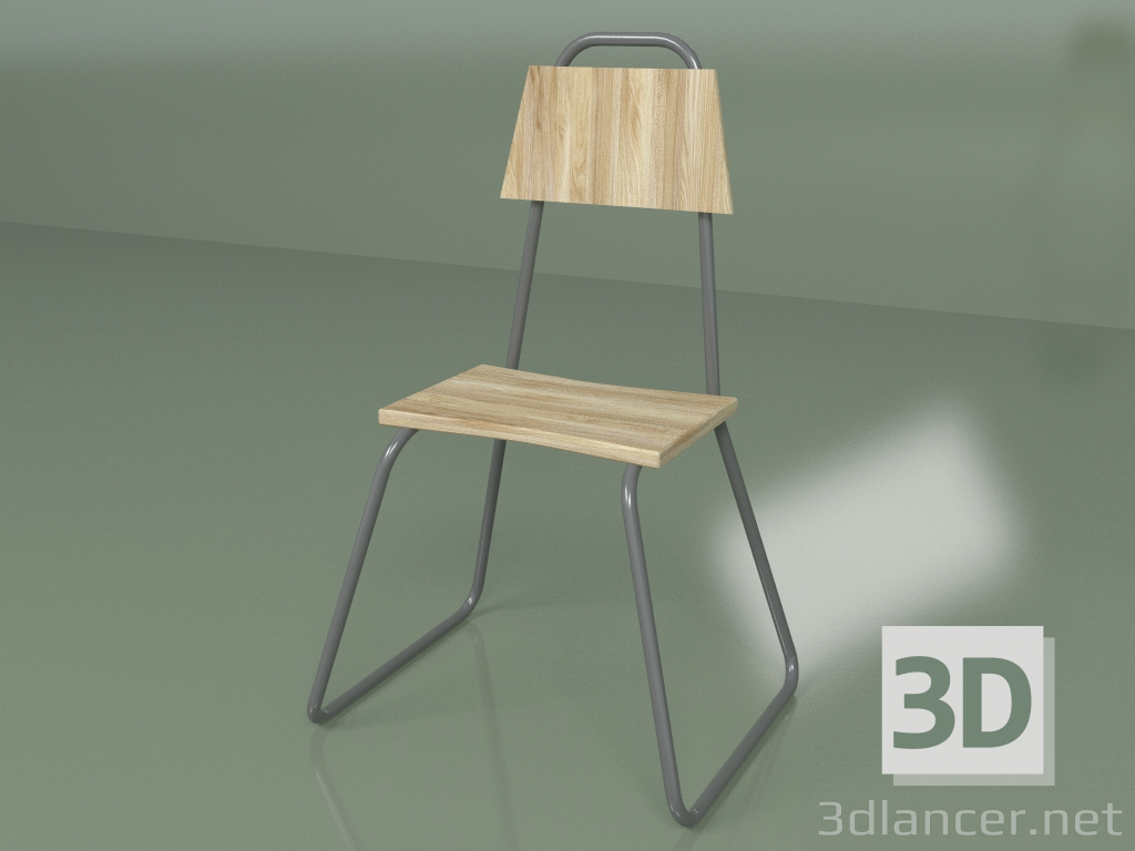 3d model Silla (gris oscuro, chapa clara) - vista previa