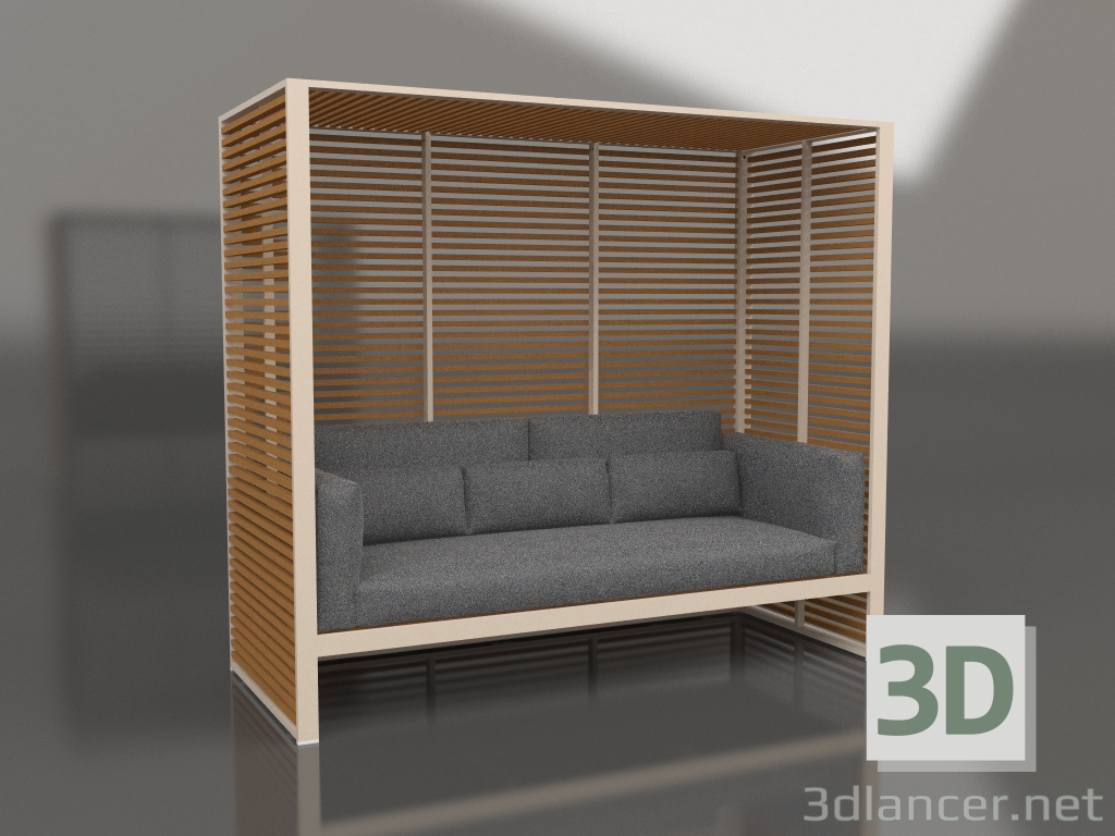 3d model Sofá Al Fresco con estructura de aluminio de madera artificial y respaldo alto (Arena) - vista previa