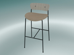 Tabouret de bar Pavilion (AV10, H 95cm, 50х52cm, Chêne laqué, Cuir - Soie ANILINE)