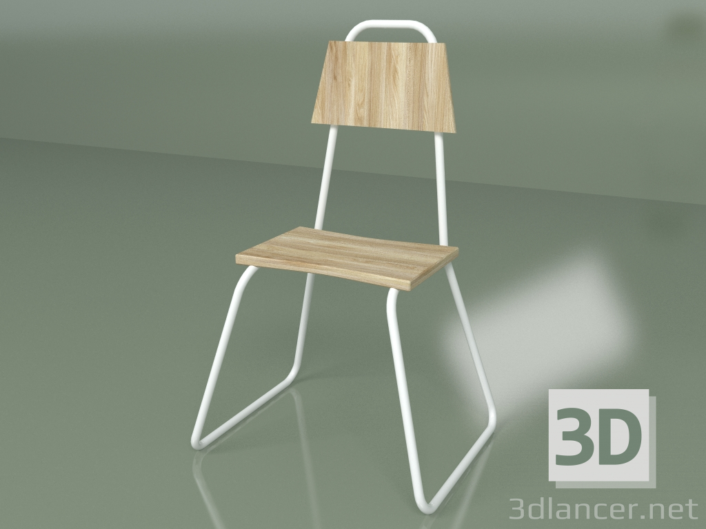 modello 3D Sedia (bianco, impiallacciatura chiara) - anteprima