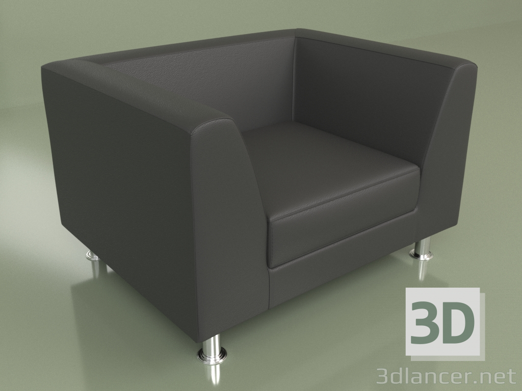 3d model Armchair Evolution (Black leather) - preview