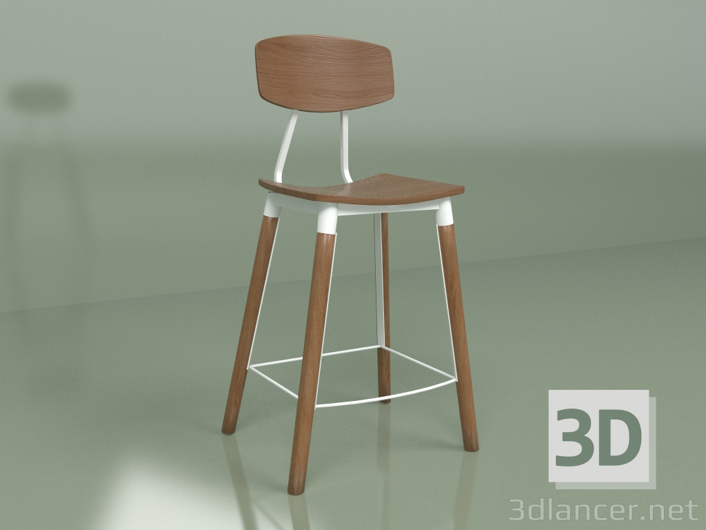 modello 3D Sedia semi-bar Copine (marrone scuro, bianco) - anteprima