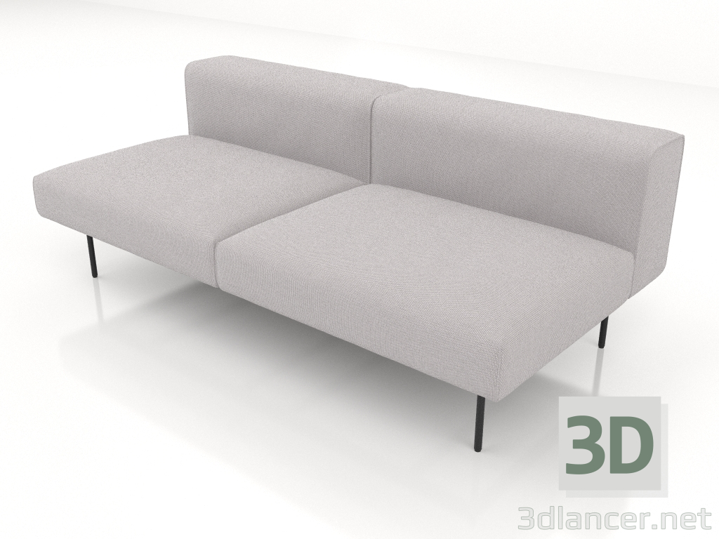 3d model 3-seater sofa module with back - preview