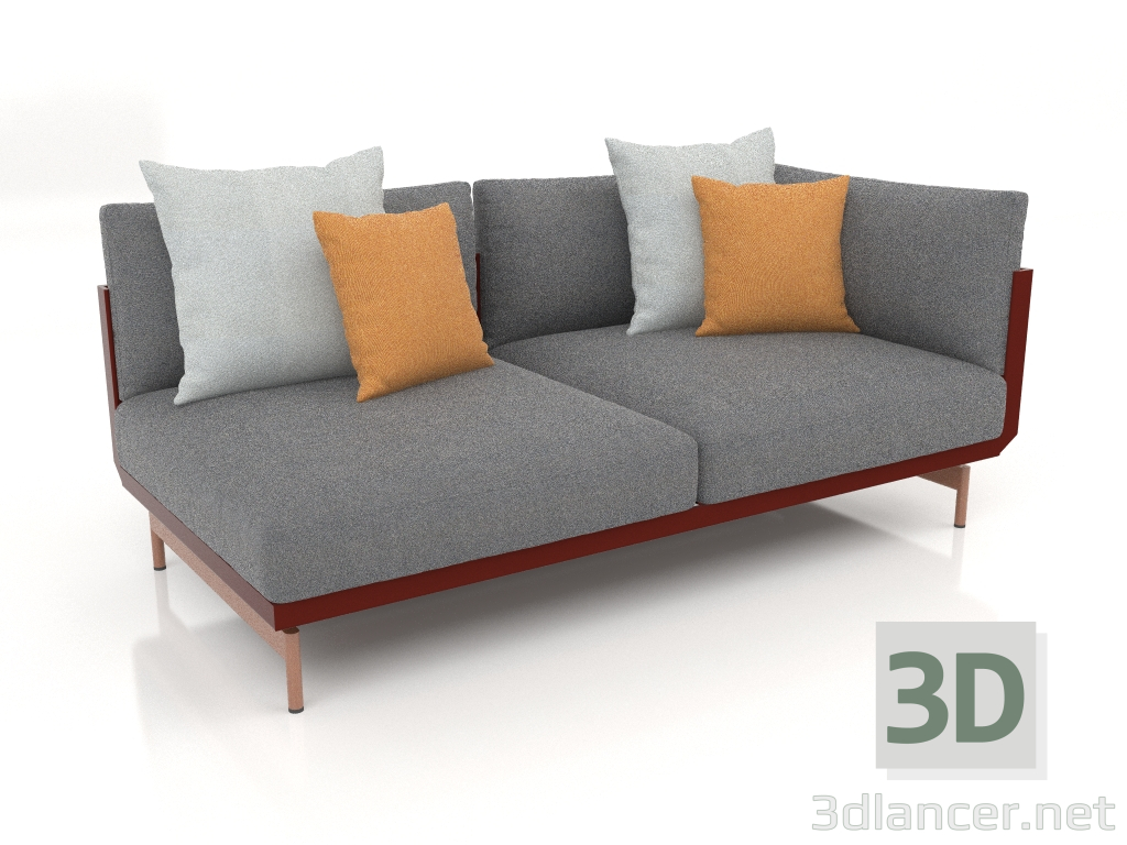 modello 3D Modulo divano, sezione 1 destra (Rosso vino) - anteprima