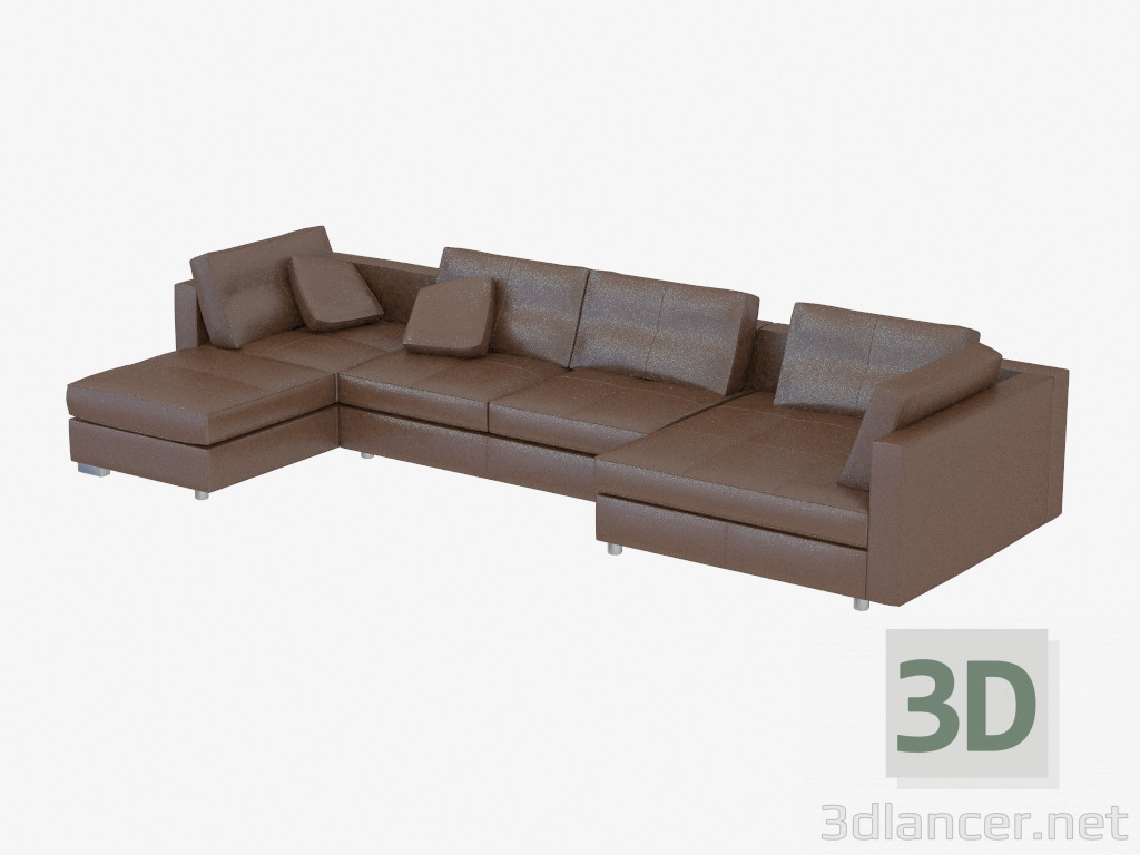 3d model Sofa, modular, leather, angular - preview