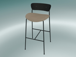 Bar stool Pavilion (AV10, H 95cm, 50х52cm, Black stained oak, Leather - Silk Аniline)