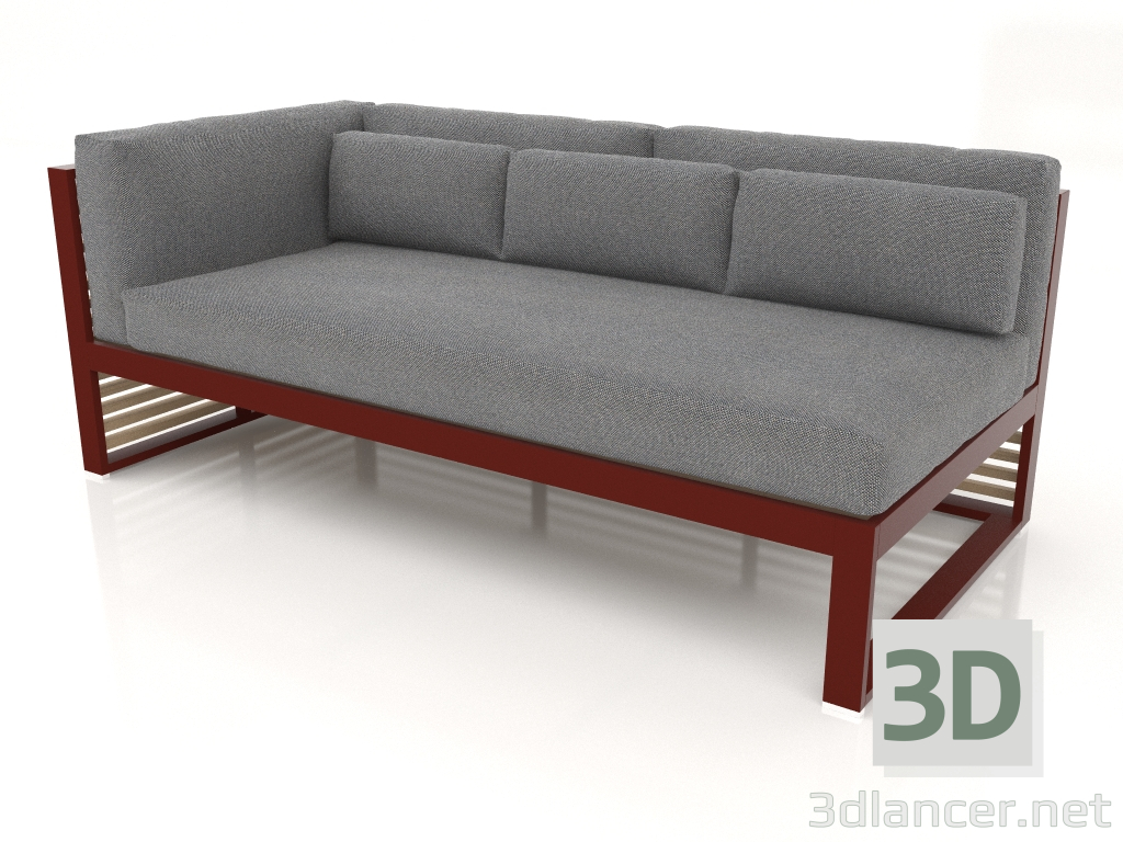 3D Modell Modulares Sofa, Abschnitt 1 links (Weinrot) - Vorschau