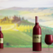 3d Wine bottle and wine glass model buy - render