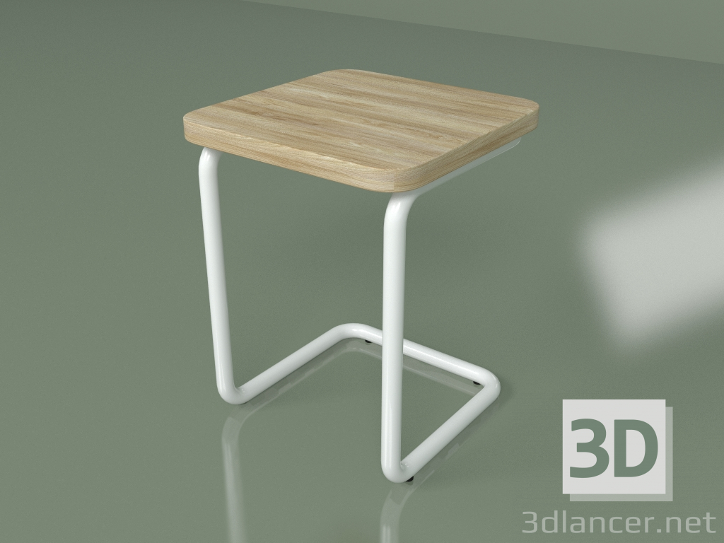 modello 3D Sgabello (bianco, impiallacciatura chiara) - anteprima