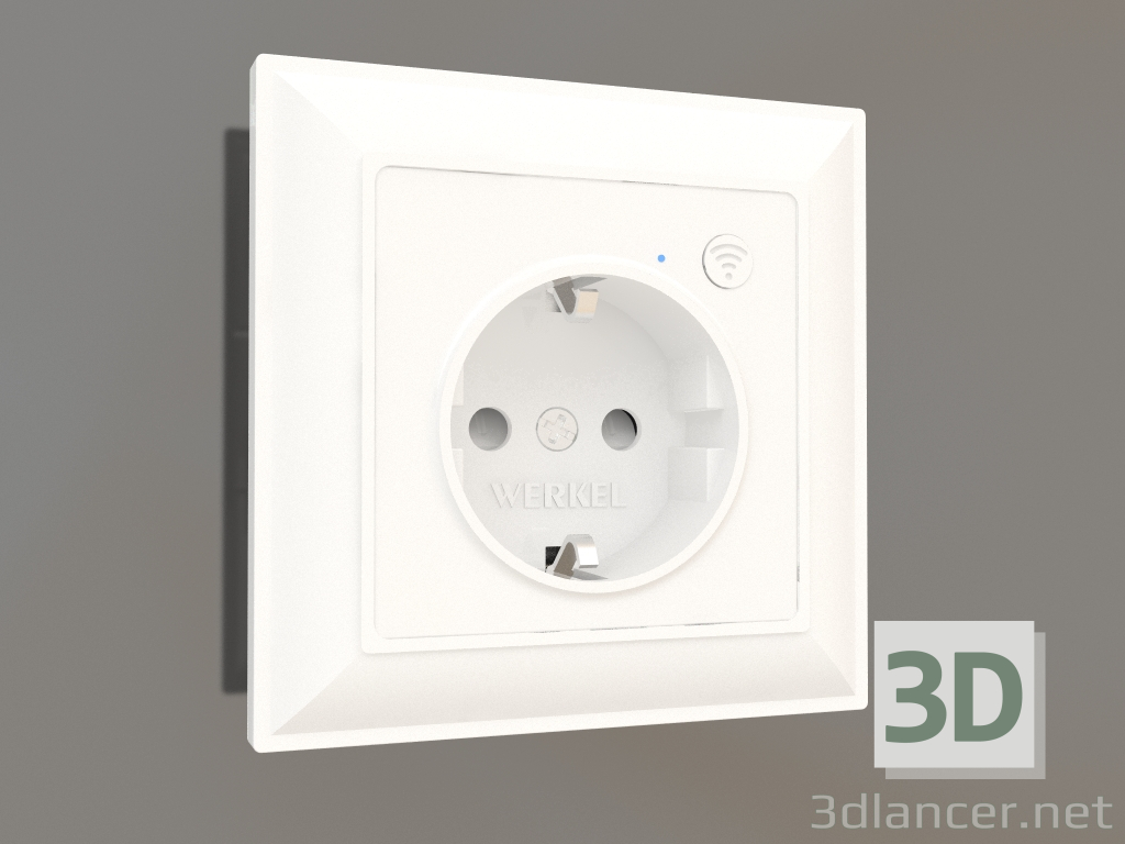 3d model Smart recessed socket with protective shutters (white gloss) - preview