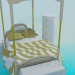 3d model Bed with roof and bedside tables - preview