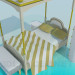 3d model Bed with roof and bedside tables - preview