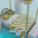 3d model Bed with roof and bedside tables - preview