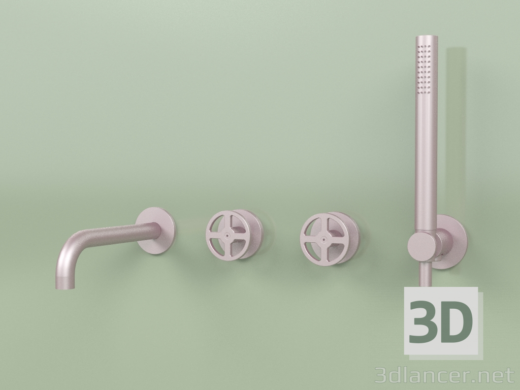 3d model Set of 2 hydro-progressive bath mixers with spout and hand shower (20 69, OR) - preview