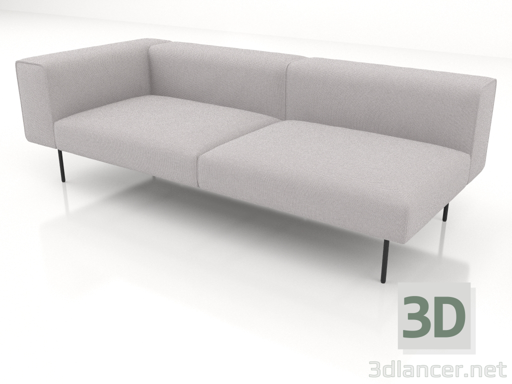 3d model 3-seater sofa module with back, armrest on the left - preview