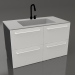 modello 3D Lavabo grande e quattro contenitori per la raccolta differenziata 120 cm (bianco) - anteprima