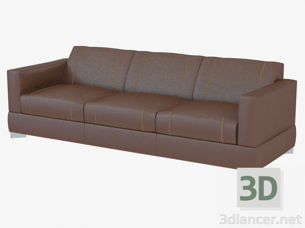 3d model sofás de cuero triple - vista previa