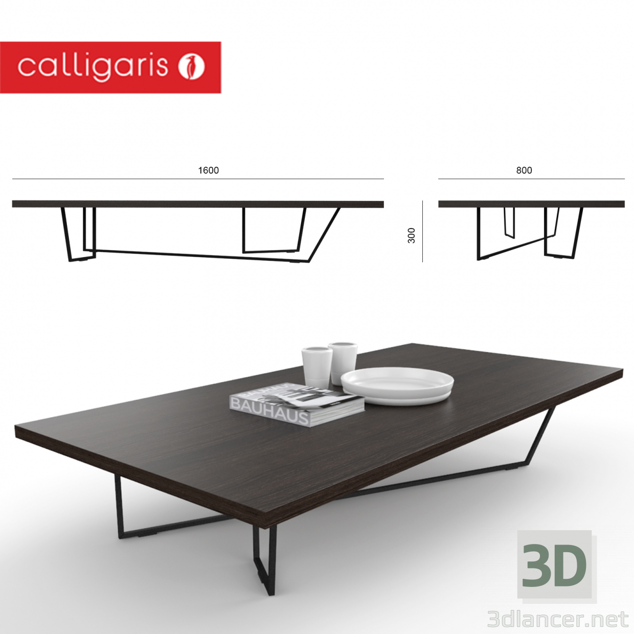 3d model modelo de café Tabla Calligaris LOW-T - vista previa