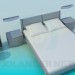 3d model Cama, mesillas y tocador juego - vista previa