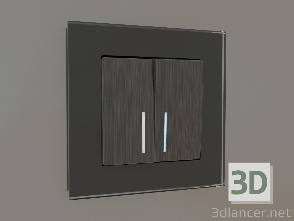 3d model Two-gang switch with illumination (bronze) - preview