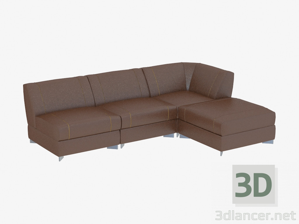 3d model sofá de la esquina de cuero - vista previa