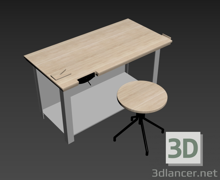 3d model Table for school workshop - preview