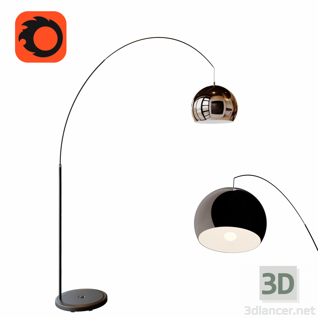 3d Floor Lamp model buy - render