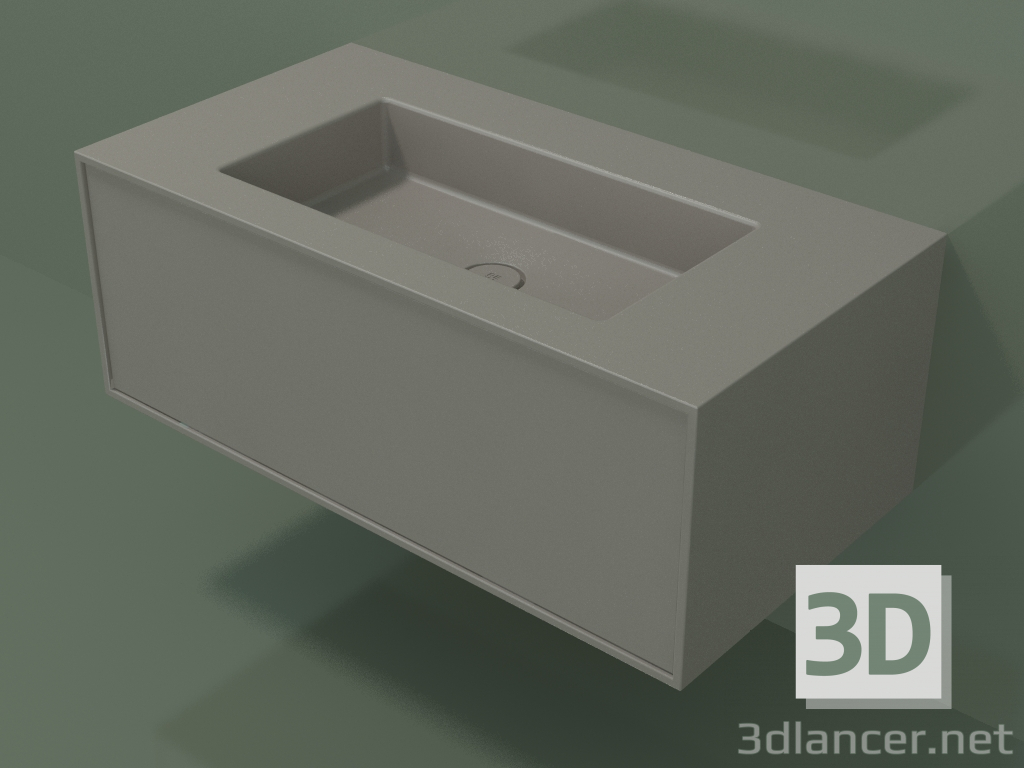 modèle 3D Lavabo avec tiroir (06UC52401, Clay C37, L 96, P 50, H 36 cm) - preview