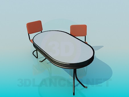 3d model Conjunto de mesa y sillas de oficinas de - vista previa