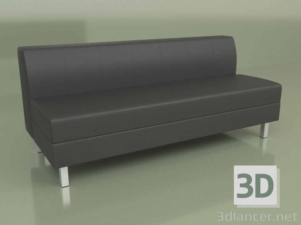 Modelo 3d Section Flagship 3-seater (couro preto) - preview