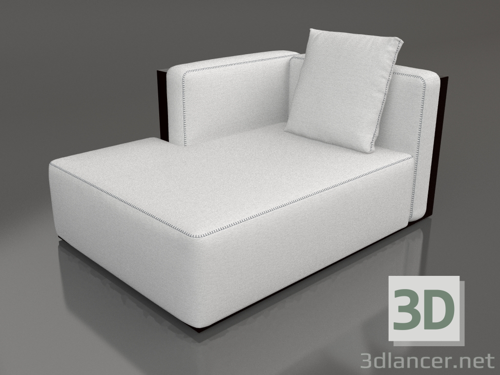 3d model Módulo sofá sección 2 izquierda (Negro) - vista previa