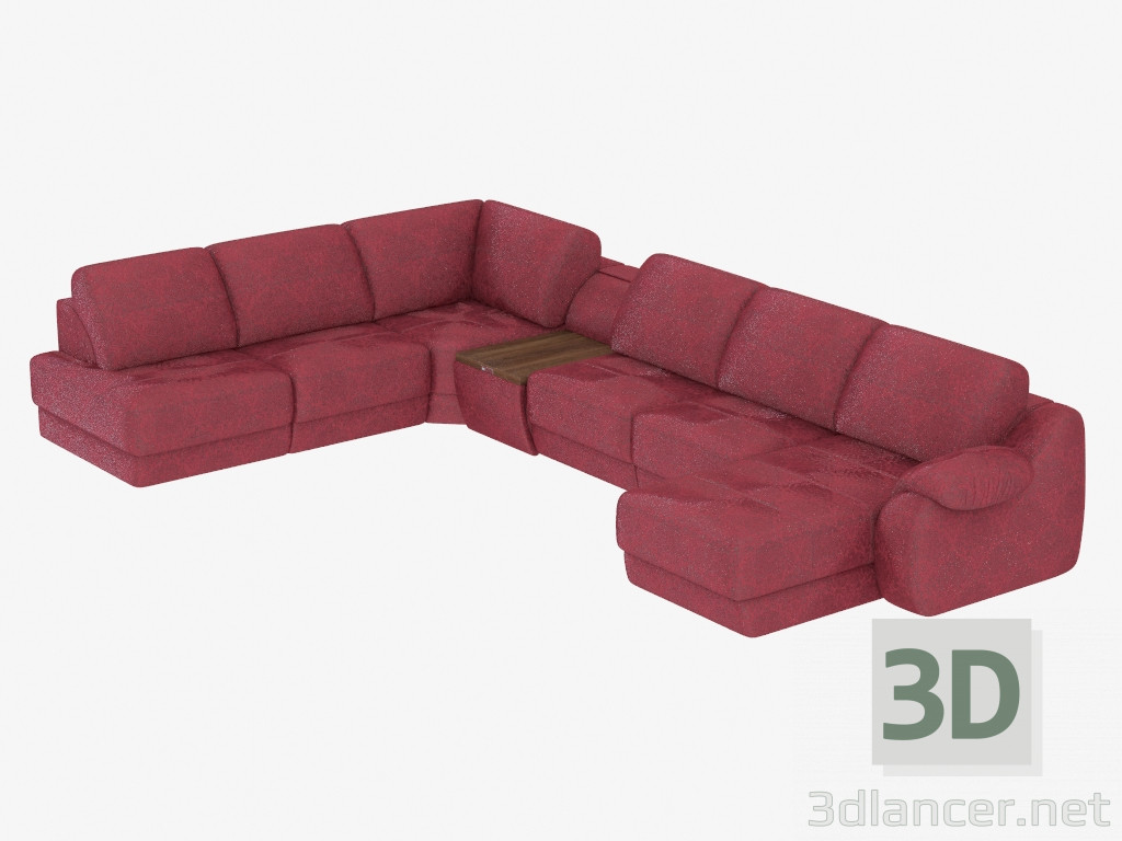 3d model Sofá de esquina con barra incorporada - vista previa