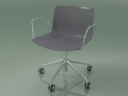 Chair 0213 (5 castors, with armrests, chrome, polypropylene PO00412)