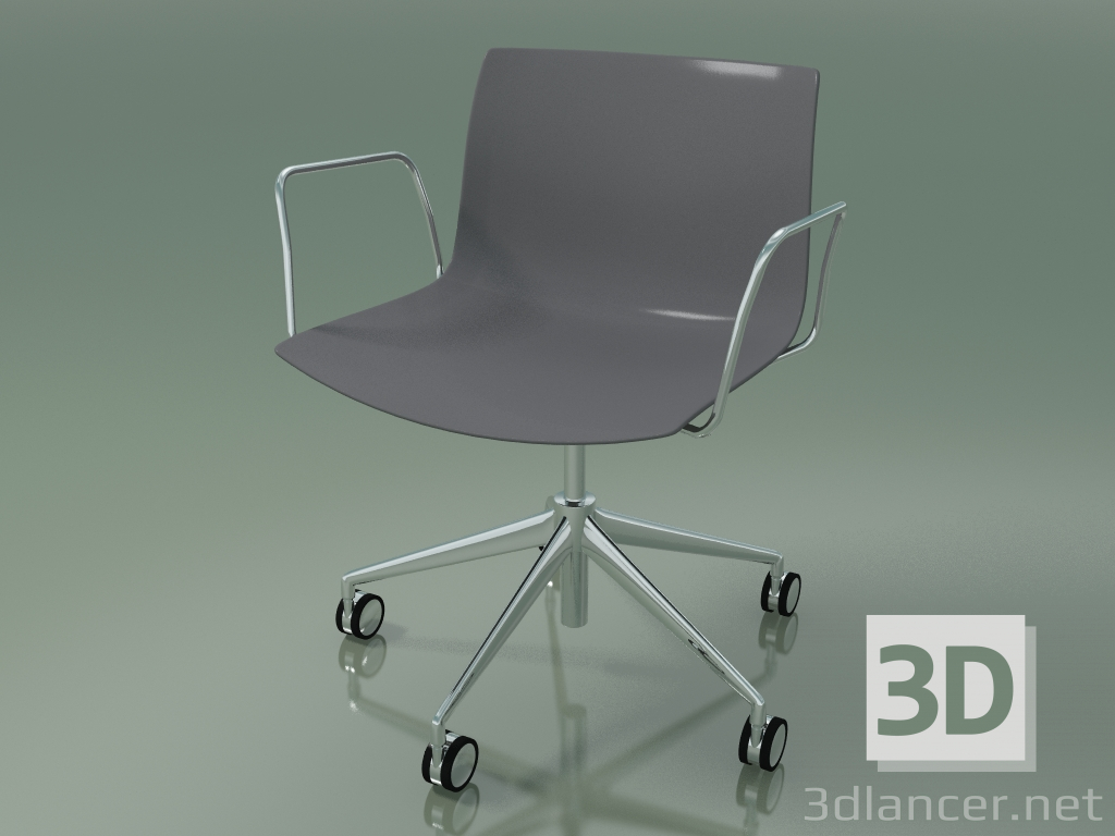 3d model Silla 0213 (5 ruedas, con reposabrazos, cromo, polipropileno PO00412) - vista previa