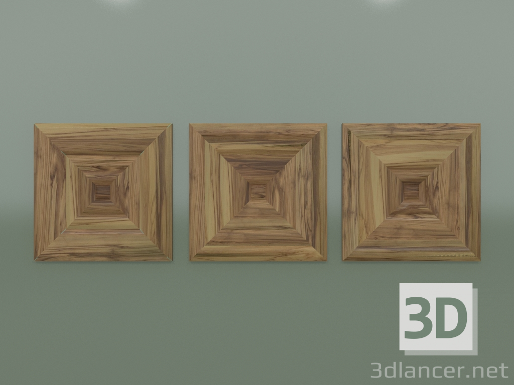 Modelo 3d Painel de madeira - preview