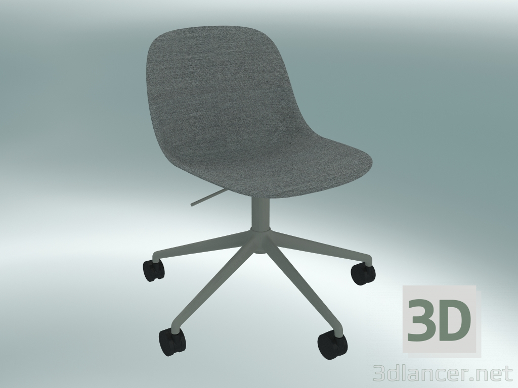 3d model Silla giratoria de fibra con ruedas con elevación de gas - vista previa